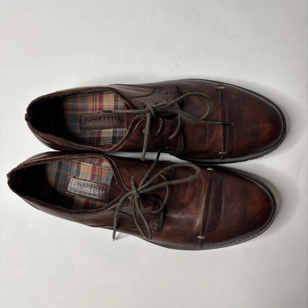 Bed Stu Volstead Mens 8.5 Oxford Cap Toe Brown Leather Dress Shoes Lace‎ Up